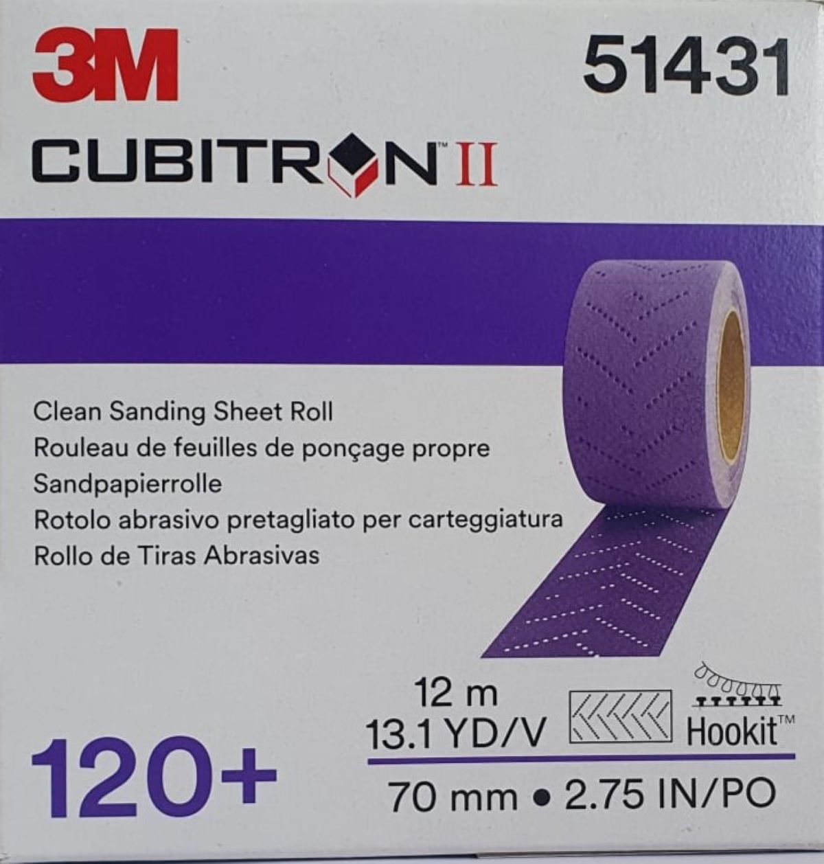 3M Cubitronstreifen auf Rolle 70mmx12m K120 Multihole 51431