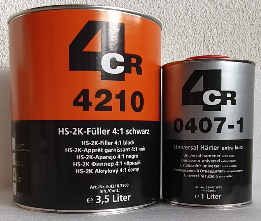4CR 2K-HS Füller 4:1 schwarz 3,5 Liter +Universalhärter extra kurz 1 Liter  4,5 Ltr