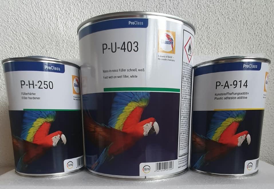 Glasurit Set Nass-in-nass Füller  PU403 3 Liter +1 Härter PH250 +1Liter Zusatz PA914  5 Ltr 
