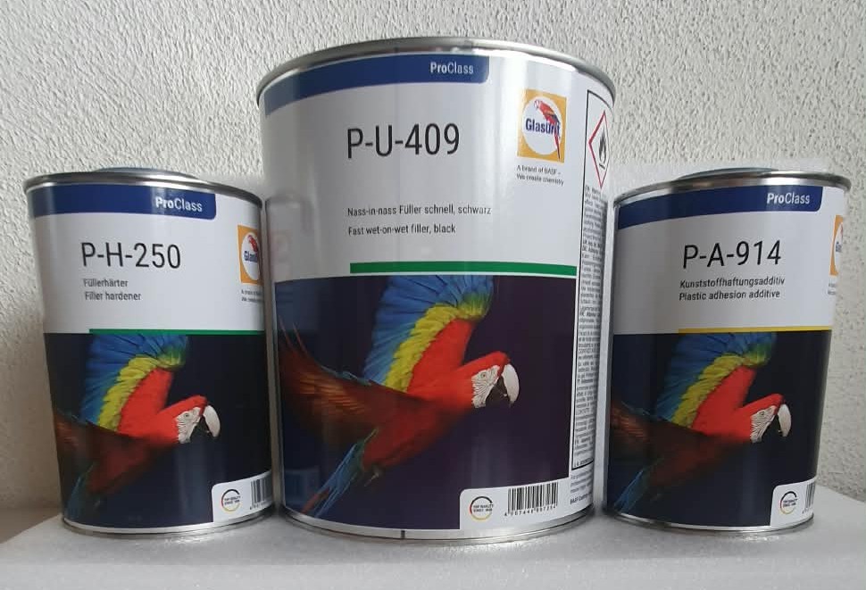 Glasurit Set Nass-in-nass Füller  PU409 3 Liter +1 Härter PH250 +1Liter Zusatz PA914  5 Ltr 